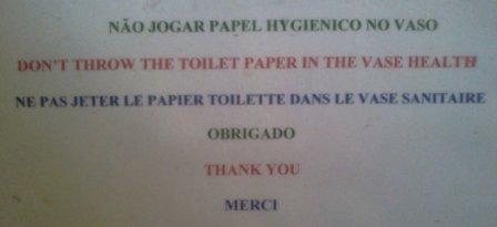 Placa aviso não jogue papel no vaso sanitário